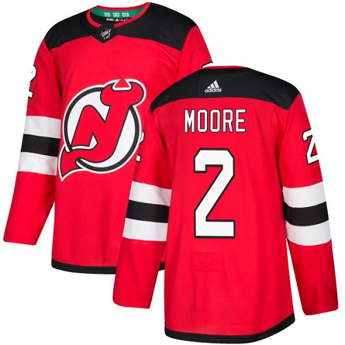 Adidas Men New Jersey Devils #2 John Moore Red Home Authentic Stitched NHL Jersey->new jersey devils->NHL Jersey